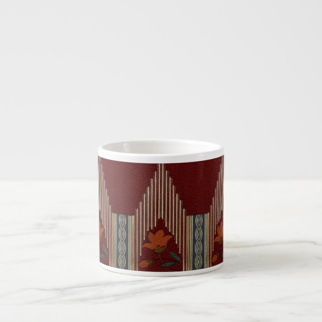 Deco Mönster med blomma och spire Espressomugg (Framsidan)
