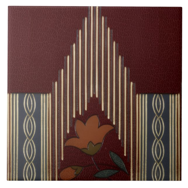 Deco Mönster med blomma och spire Kakelplatta (Framsidan)