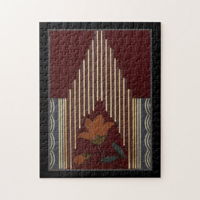 Deco Mönster med blomma och spire Pussel (Vertikal)