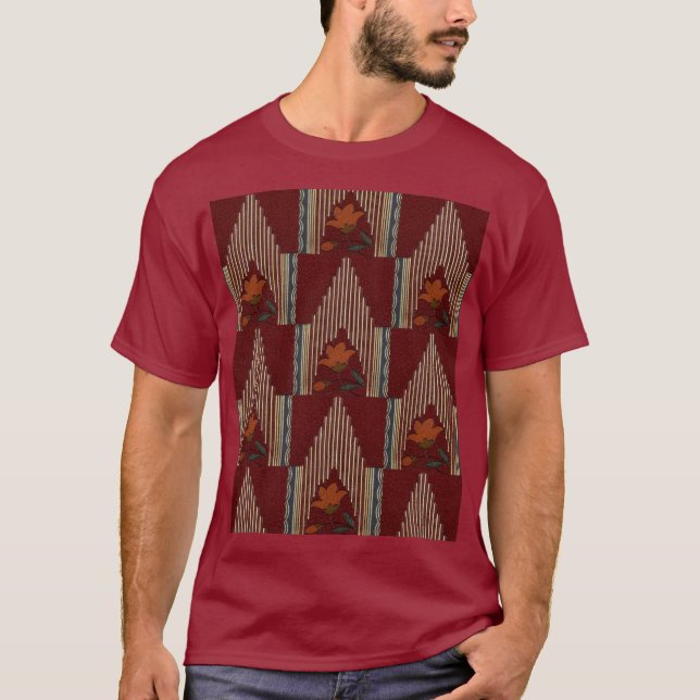 Deco Mönster med blomma och spire T Shirt (Framsida)
