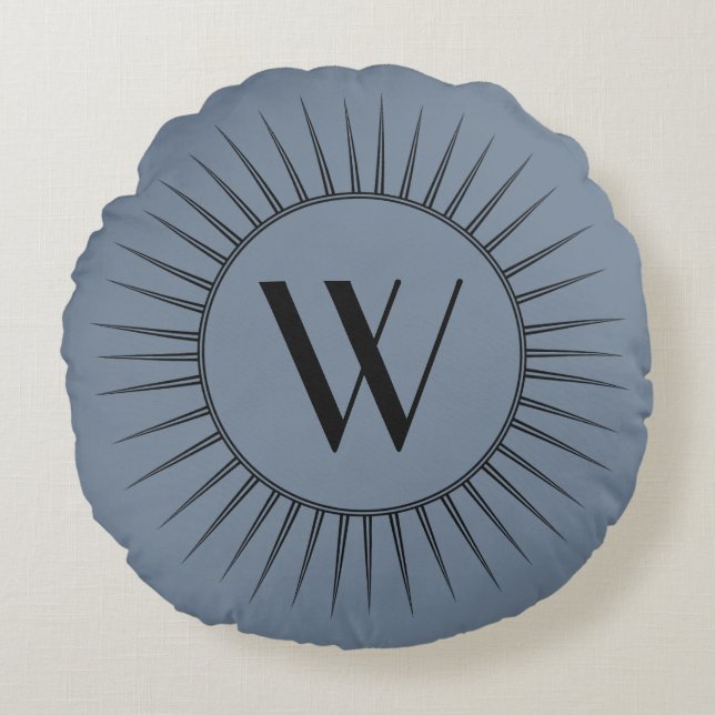 Deco Retro Monogram Round Pillow Rund Kudde (Framsidan)