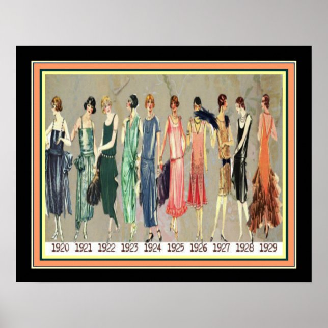 Deco Roaring Twenties Mode tidslinje 16 x20 Poster (Framsidan)