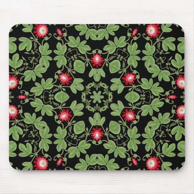 Deco röd Passionflower Mousepad Musmatta (Framsidan)