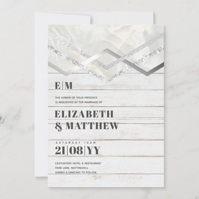 Deco Shabby Silver minimalistisk typografi Bröllop (Framsida)