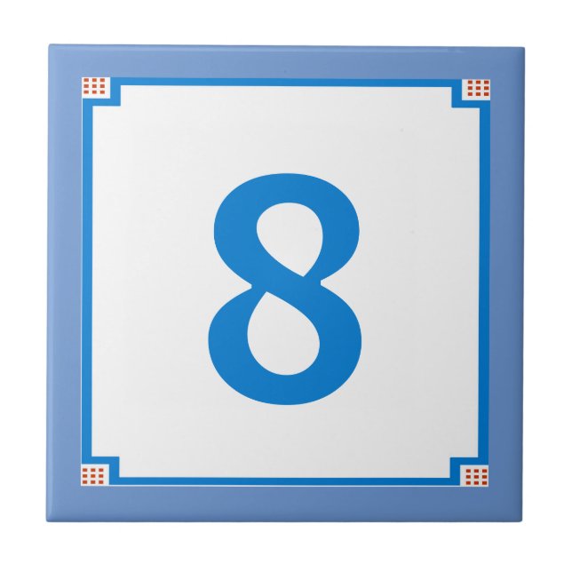 Deco Square Gräns,Blue Brev House Number Tiles Kakelplatta (Framsidan)