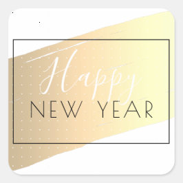 Deco Stil Gott nytt år om Golden Paint Stänk Fyrkantigt Klistermärke