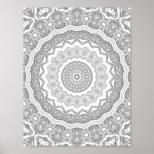 Deco Sunburst Ringar Färgläggnings sida Mönsterdes Poster