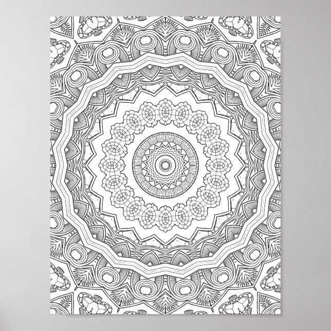 Deco Sunburst Ringar Färgläggnings sida Mönsterdes Poster (Framsidan)
