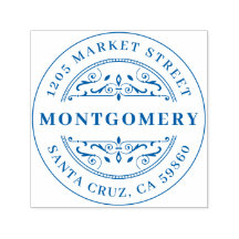 Deco Swirl Fet Family Namn och Round Returadress