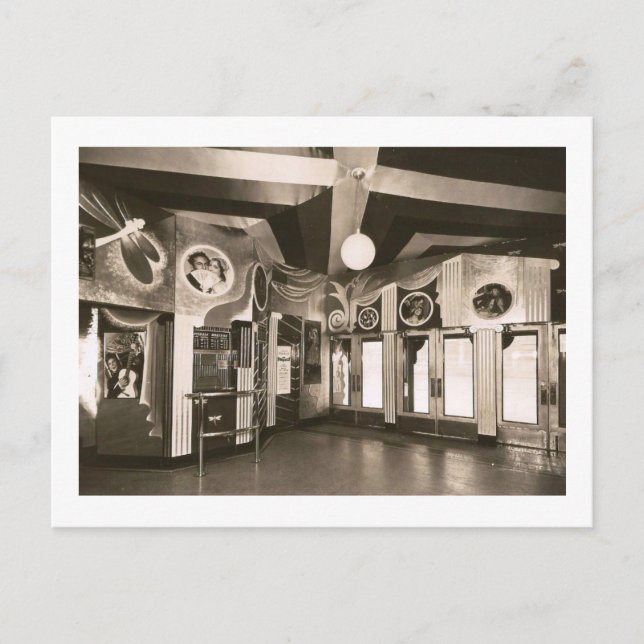 Deco Theater Lobby Vintage Vykort (Framsida)