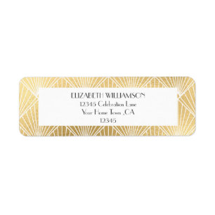 Deco White & Guld Bröllop Returadress Etikett