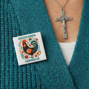 DeColores Cursillo Folk Art Svart Tupp Tro Knapp