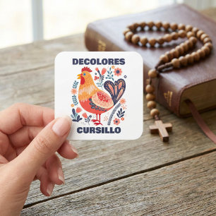 DeColores Cursillo Folk Art Tupp Kristen Fyrkantigt Klistermärke