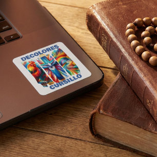 DeColores Cursillo Penseldrag Tupp Kors Duva Fyrkantigt Klistermärke