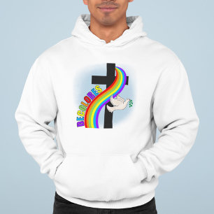 DeColores Cursillo Regnbåge med kors och fredsdubb Hoodie