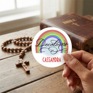DeColores Cursillo Regnbågs Tro Religion Runt Klistermärke