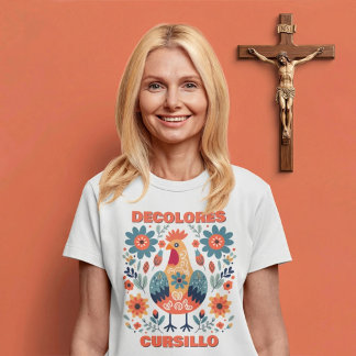 DeColores Cursillo Tupp Blommig Folkkonst Orange T Shirt