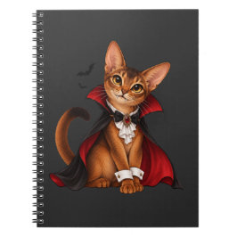 Decor Cute Abyssinian Cat Vampire Dracula Anteckningsbok