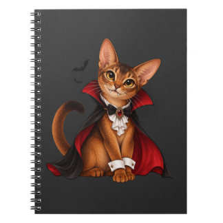 Decor Cute Abyssinian Cat Vampire Dracula Anteckningsbok