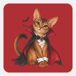 Decor Cute Abyssinian Cat Vampire Dracula Fyrkantigt Klistermärke
