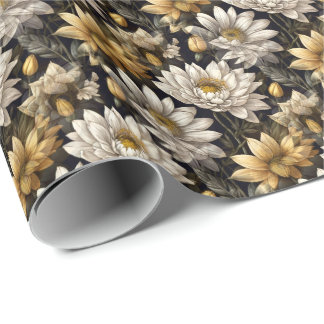 décor fleurs sur fond noir presentpapper