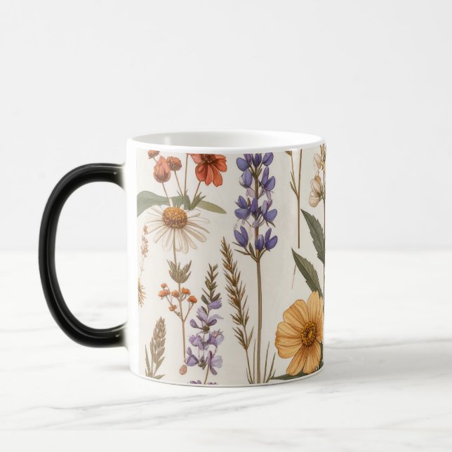 Décor floral avec fleurs des champs magisk mugg (Vänster)
