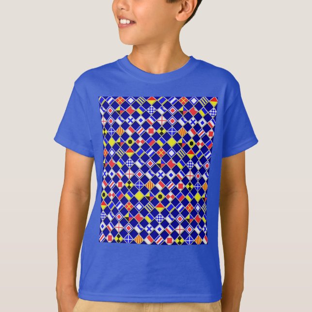 Decor för 3D-effektkontrollerade Nautiska Flagga Tee Shirt (Framsida)