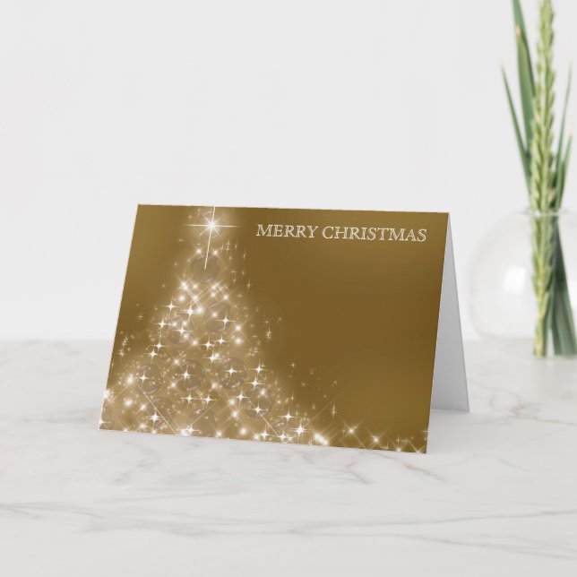 Decor guld Glitter Julgran Helgkort (Framsida)
