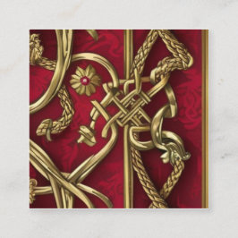 décor médiéval rouge et or fyrkantigt visitkort
