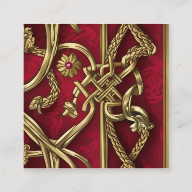 décor médiéval rouge et or fyrkantigt visitkort (Framsida)