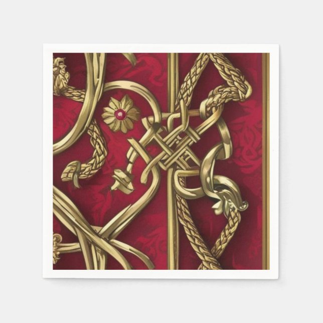 décor médiéval rouge et or pappersservett (Framsidan)