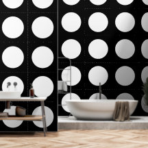 Décor vintage ronds blancs sur fond noir
