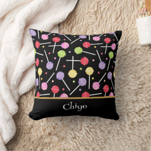 Decora Candy Lollipop Mönstrad Svart Kudde