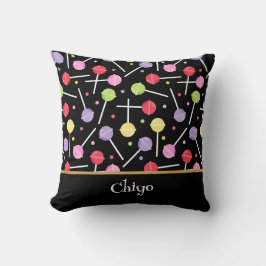 Decora Candy Lollipop Patterned Black Kudde