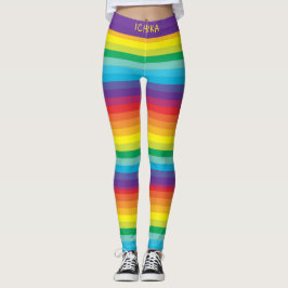 Decora Kei Bright Rainbow Färg Stripe Leggings