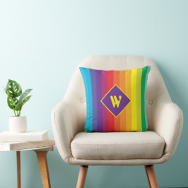 Decora Kei Djärva Regnbågsrandig Monogram Kudde