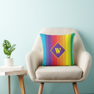 Decora Kei Djärva Regnbågsrandig Monogram Kudde