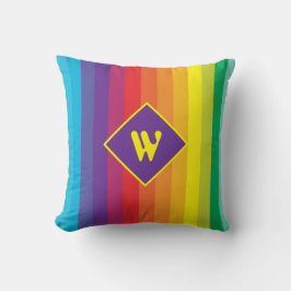 Decora Kei Djärva Regnbågsrandig Monogram Kudde