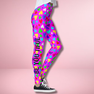 Decora stil anpassad text regnbåge hjärta Kawaii Leggings