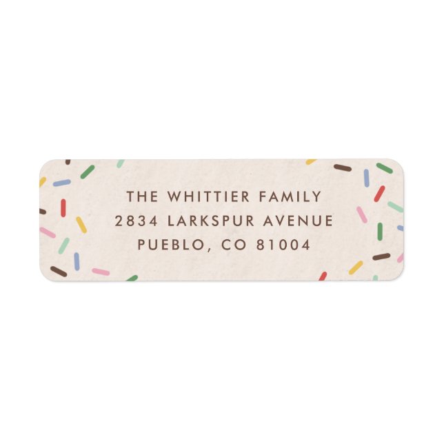 Decorate + Celebrate Sprinkles-adressetikett Returadress Etikett (Framsidan)