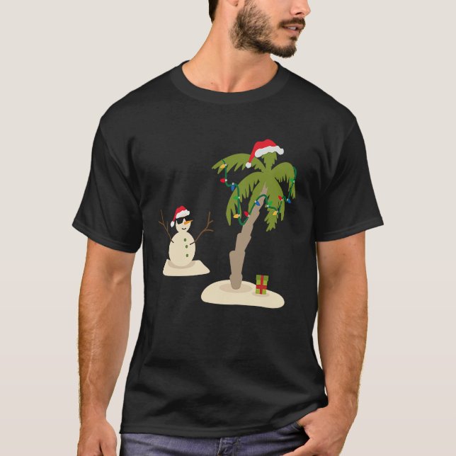 Decorated Christmas Palm Tree Tropical Xmas Coconu T Shirt (Framsida)