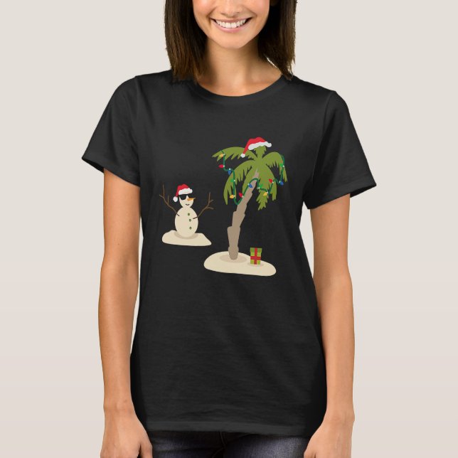Decorated Christmas Palm Tree Tropical Xmas Coconu T Shirt (Framsida)