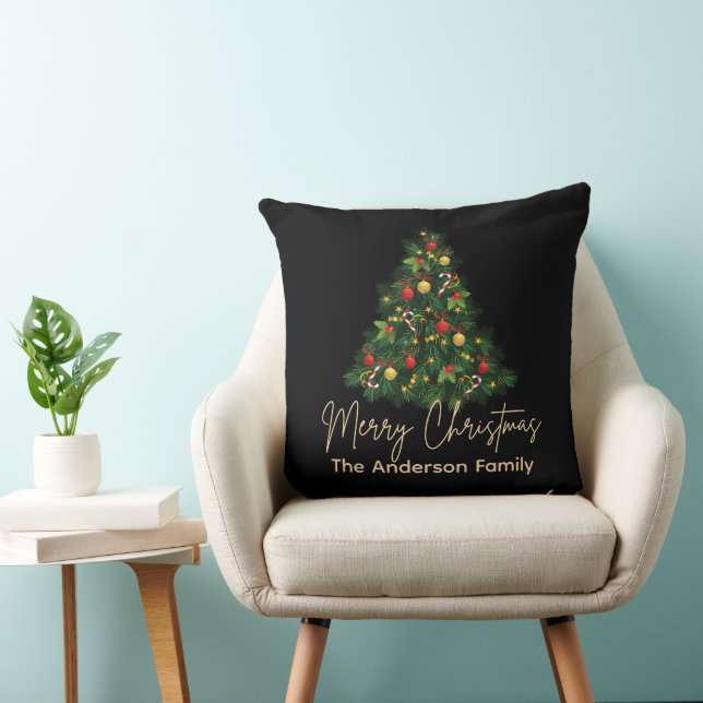 Decorated Christmas Tree Illustration Kudde (Stol)
