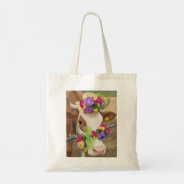 Decorated cow tote bag tygkasse