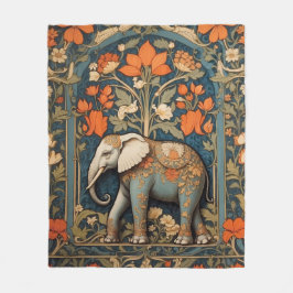 Decorated Elephant William Morris Inspired Blommig Fleecefilt