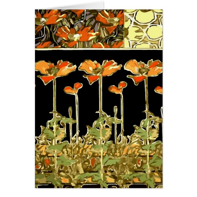 Decoratifs (orangeblommor) vid Alphonse Mucha OBS Kort (Framsidan)