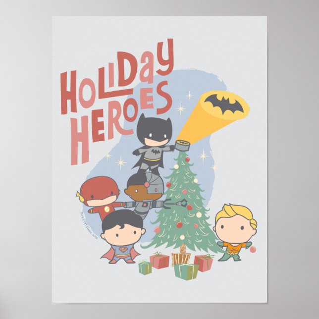 Decoration från Justice League Chibi Helgdag Träd Poster (Framsidan)