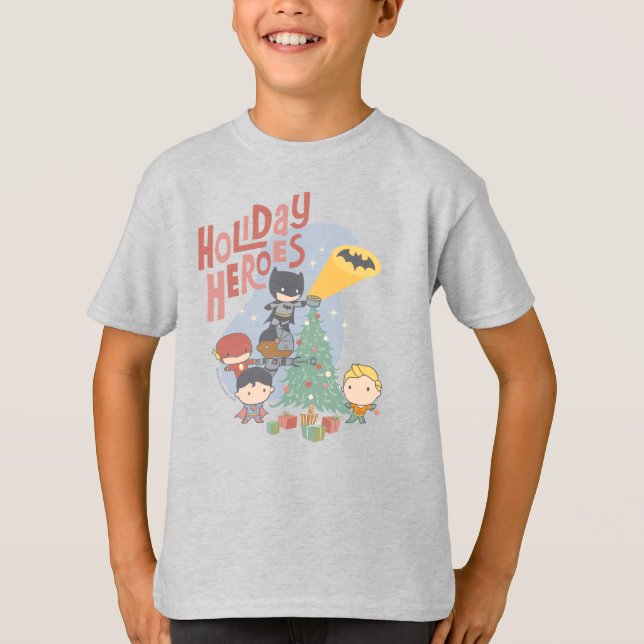Decoration från Justice League Chibi Helgdag Träd T Shirt (Framsida)