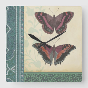Decorativ fjärilbrocade av Vision Studio Fyrkantig Klocka