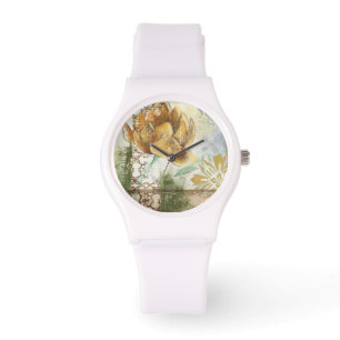 Decorativ Fresco-design med lobe-blomma Armbandsur